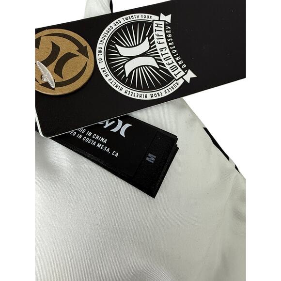 Hurley Black White Smiley Plaid Scoop Bralette Bikini Top Womens Medium - Picture 3 of 6